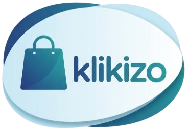 Klikizo logo with a shopping bag icon on a light blue background